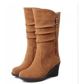 BONJOMARISA Mid Calf Wedge Boot
