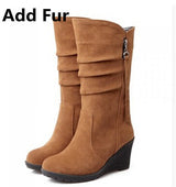 BONJOMARISA Mid Calf Wedge Boot