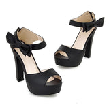 REAVE CAT  Peep Toe Ankle Strap Bow High Heel