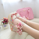 Flowers Buckle Open Toe Wedge Sandals