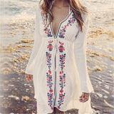 Beach Cover up Embroidery Vintage Swimwear