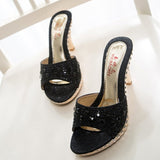 Rhinestone High Heel Sandals