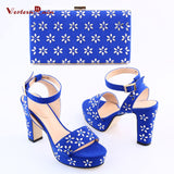 Thick Heel Sandals For Party & Evening With Matching Clutch Bag