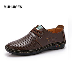 Genuine Leather Chaussure Homme Net Surface Loafers