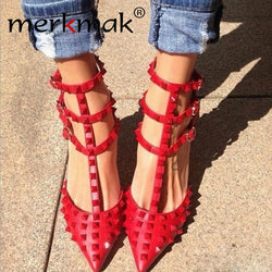 Sexy Rivets High Heels Pointed Toe