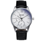 Military Men Fashion Striped Leather Quartz Wrist Watch