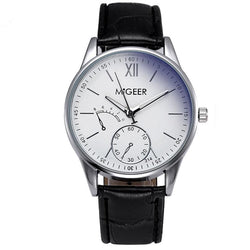 Military Men Fashion Striped Leather Quartz Wrist Watch