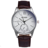 Military Men Fashion Striped Leather Quartz Wrist Watch