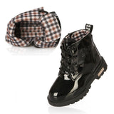 PU Leather  Lace Up Hi-Top Boots