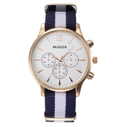 MIGEER Luxury Black & White Strap Quartz Watch