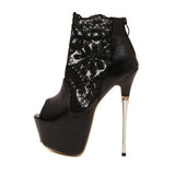 Extreme High Heels Open Toe Wedding Bridal Lace Shoes