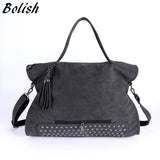 Bolish Rivet Nubuck Leather Women Bag