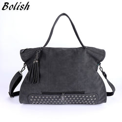 Bolish Rivet Nubuck Leather Women Bag