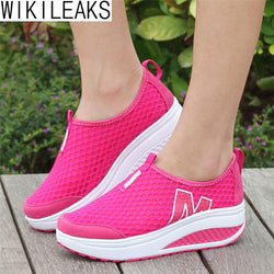 2017 New Fashion Women Casual Floral Print Leather Platform Evelator Shoes Women Swing Wedges Shoes Zapatillas Deportivas Mujer