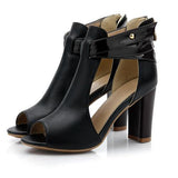 ASUMER Genuine Leather Peep Toe High Heels