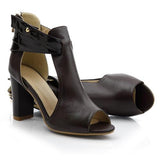 ASUMER Genuine Leather Peep Toe High Heels