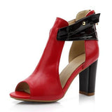 ASUMER Genuine Leather Peep Toe High Heels