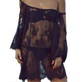Sexy Beach Wear Crochet Lace up Sheer slip Dress
