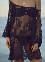 Sexy Beach Wear Crochet Lace up Sheer slip Dress