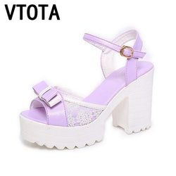 VTOTA 2017 Fashion Woman Sandals Flatform Women Summer Shoes Open Toe Sandals Thick Heel High Heels Shoes Bowtie Women Shoes 258