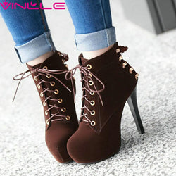 VINLLE Western Style High Heel Women Shoes