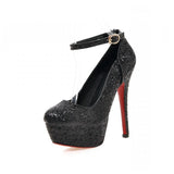 Round Toe Ankle Straps High Heel