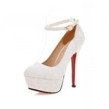Round Toe Ankle Straps High Heel
