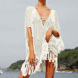 Knited Beach Cover up V-neck Tassel Tunics for beach