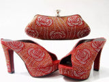 Gold Matching Italian Shoes and Bag Set