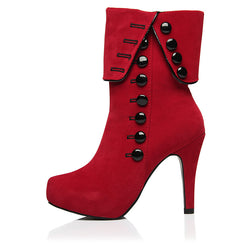 High Heels Ankle Boots  Flock Buckle Winter Boots