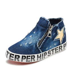 Zipper Denim Jeans Girls  Shoes