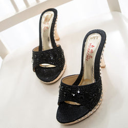 Rhinestone High Heel Sandals